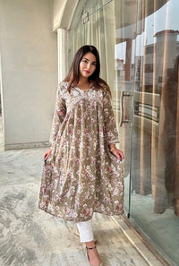 Super soft Mul aliya Gown - Chikankari official