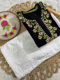 Thread work rayon Coloured Flowers Kurta - Chikankari official