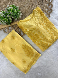 Threadwork designer kurta and pant soft rayon - Chikankari official