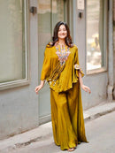 THREE PIECE INDO WESTERN WITH SEQUENCE EMBROIDERED WORK - Chikankari official