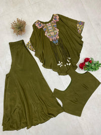 THREE PIECE INDO WESTERN WITH SEQUENCE EMBROIDERED WORK - Chikankari official
