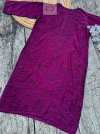 Tone to Tone Chanderi long Kurti - Chikankari official