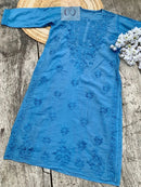 Tone to Tone Chanderi long Kurti - Chikankari official