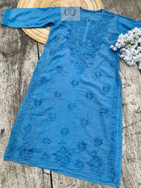 Tone to Tone Chanderi long Kurti - Chikankari official