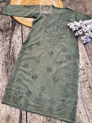 Tone to Tone Chanderi long Kurti - Chikankari official