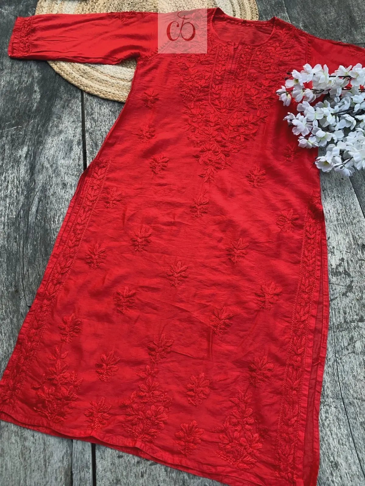 Tone to Tone Chanderi long Kurti