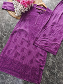 Tone to Tone Co ord Modal Cotton Santoshi Special - Chikankari official