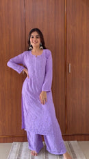 Tone to Tone Co ord Modal Cotton Santoshi Special - Chikankari official