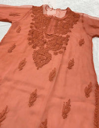Tone to Tone Georgette Kurtis with inner - Chikankari official