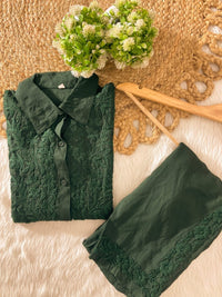 Tone To Tone Rayon Co - ord Shirt With Pant - Chikankari official