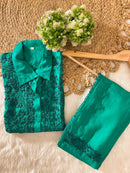 Tone To Tone Rayon Co - ord Shirt With Pant - Chikankari official