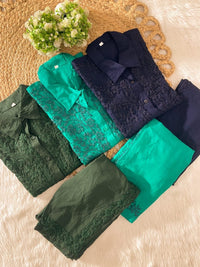 Tone To Tone Rayon Co - ord Shirt With Pant - Chikankari official