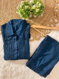 Tone To Tone Rayon Co - ord Shirt With Pant - Chikankari official