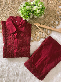 Tone To Tone Rayon Co - ord Shirt With Pant - Chikankari official