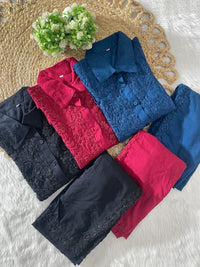 Tone To Tone Rayon Co - ord Shirt With Pant - Chikankari official