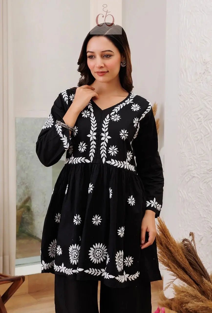Trending chikankari Gown Plazzo combo - Chikankari official