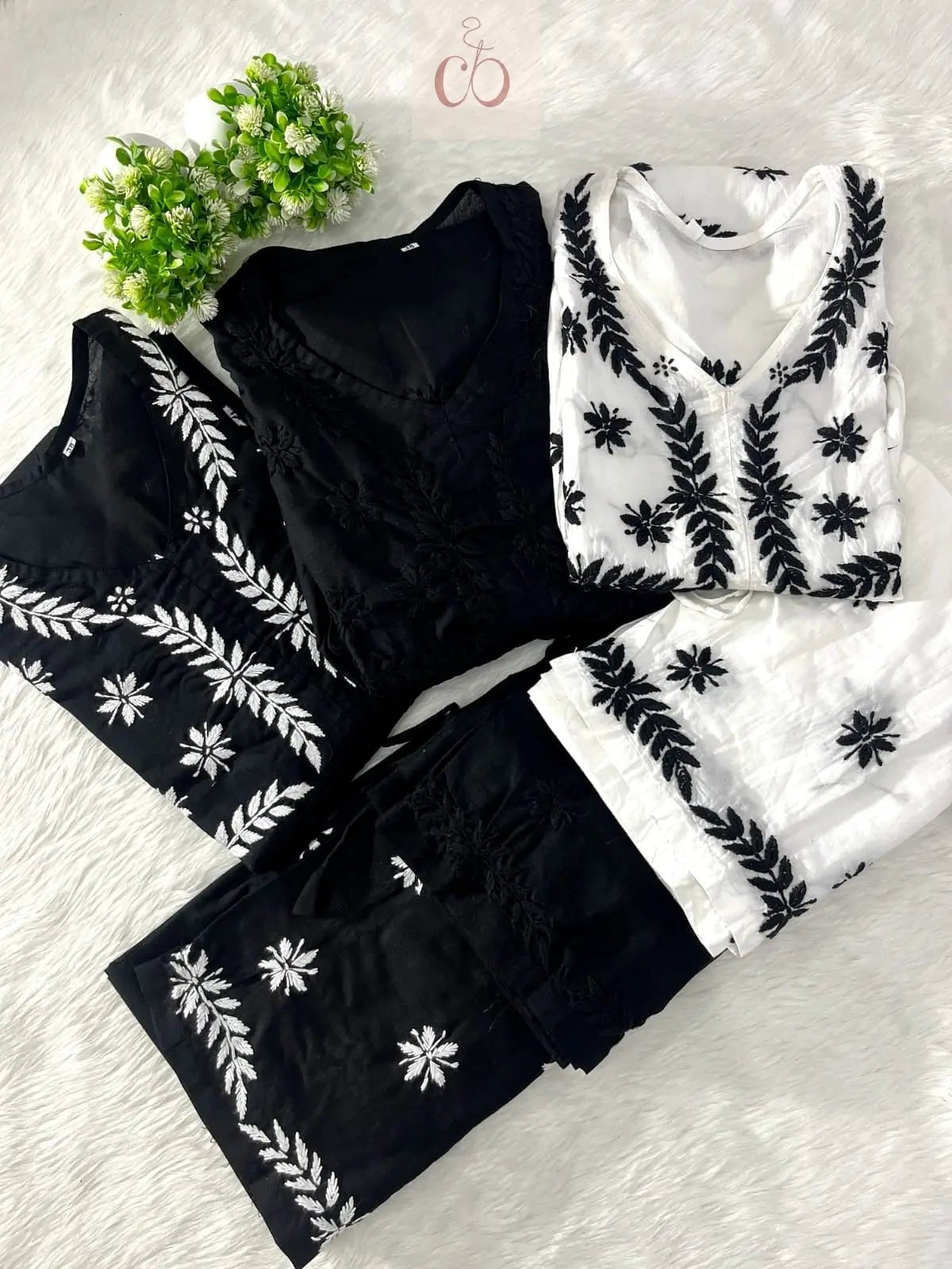 Trending chikankari Gown Plazzo combo - Chikankari official