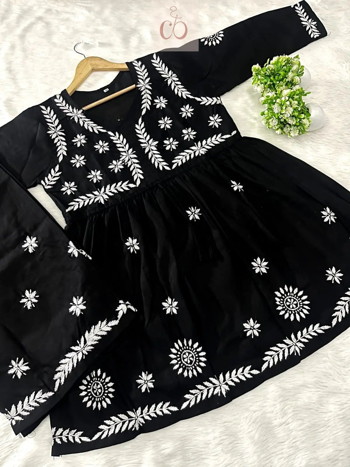 Trending chikankari Gown Plazzo combo - Chikankari official