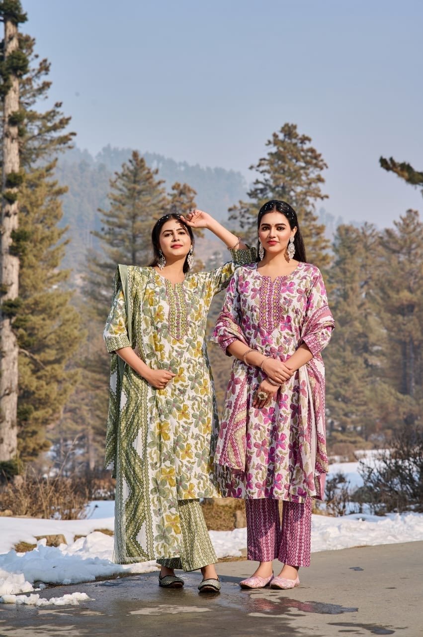 Trendy Heavy cotton printed kurti plazoo duppta set - Chikankari official