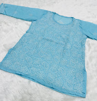 TriVoil College & Office Wear Short Top - Chikankari official