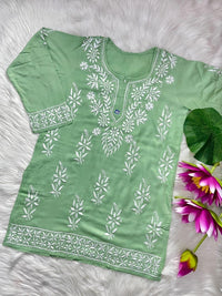 Ultra Soft fiber Rayon Short top - Chikankari official