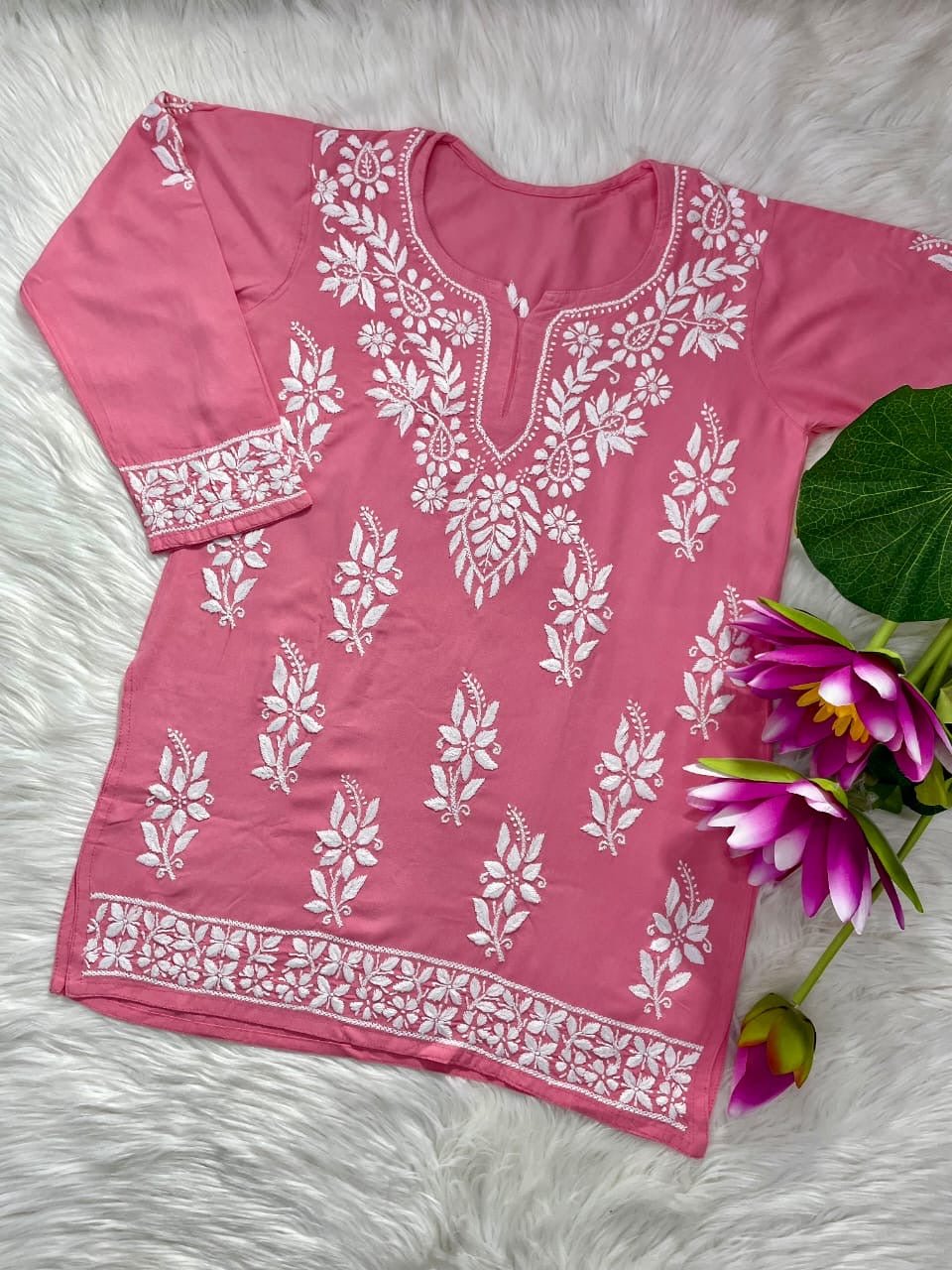Ultra Soft fiber Rayon Short top - Chikankari official