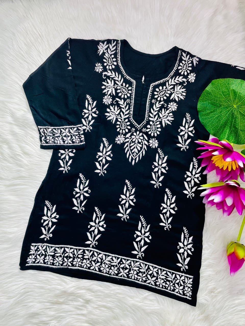 Ultra Soft fiber Rayon Short top - Chikankari official
