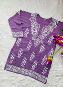 Ultra Soft fiber Rayon Short top - Chikankari official