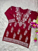 Ultra Soft fiber Rayon Short top - Chikankari official