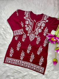 Ultra Soft fiber Rayon Short top - Chikankari official