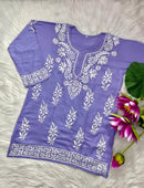 Ultra Soft fiber Rayon Short top - Chikankari official