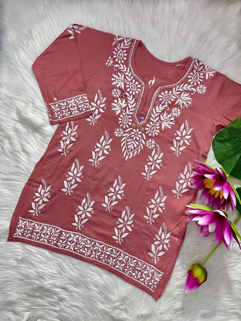 Ultra Soft fiber Rayon Short top - Chikankari official