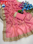 Ultra Soft Moss Fendy Chiffon Saree With Silver Jhari Weaving Buti - Chikankari official