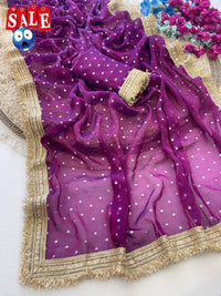 Ultra Soft Moss Fendy Chiffon Saree With Silver Jhari Weaving Buti - Chikankari official