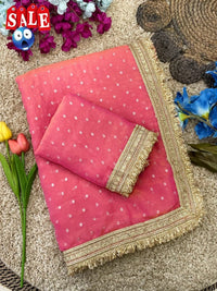 Ultra Soft Moss Fendy Chiffon Saree With Silver Jhari Weaving Buti - Chikankari official