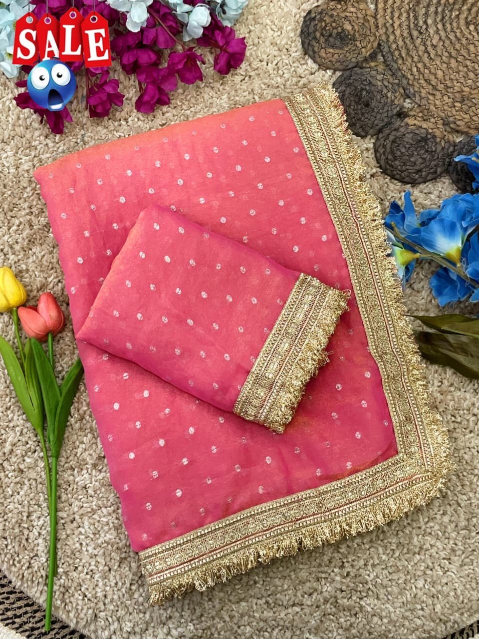Ultra Soft Moss Fendy Chiffon Saree With Silver Jhari Weaving Buti - Chikankari official