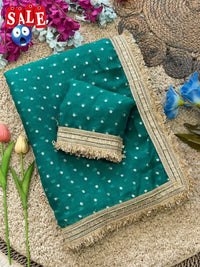 Ultra Soft Moss Fendy Chiffon Saree With Silver Jhari Weaving Buti - Chikankari official
