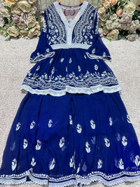 V Lace Chikankari Gharara set - Chikankari official