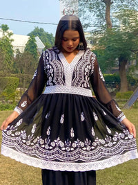 V Lace Chikankari Gharara set - Chikankari official