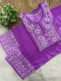 Velvet slevee length Beautiful work Set - Chikankari official