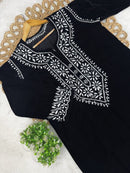 Velvet slevee length Beautiful work Set - Chikankari official