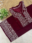 Velvet slevee length Beautiful work Set - Chikankari official