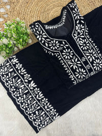Velvet slevee length Beautiful work Set - Chikankari official