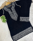 Velvet slevee length Beautiful work Set - Chikankari official