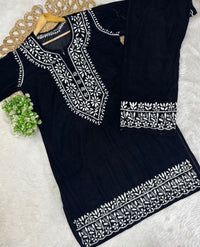 Velvet slevee length Beautiful work Set - Chikankari official