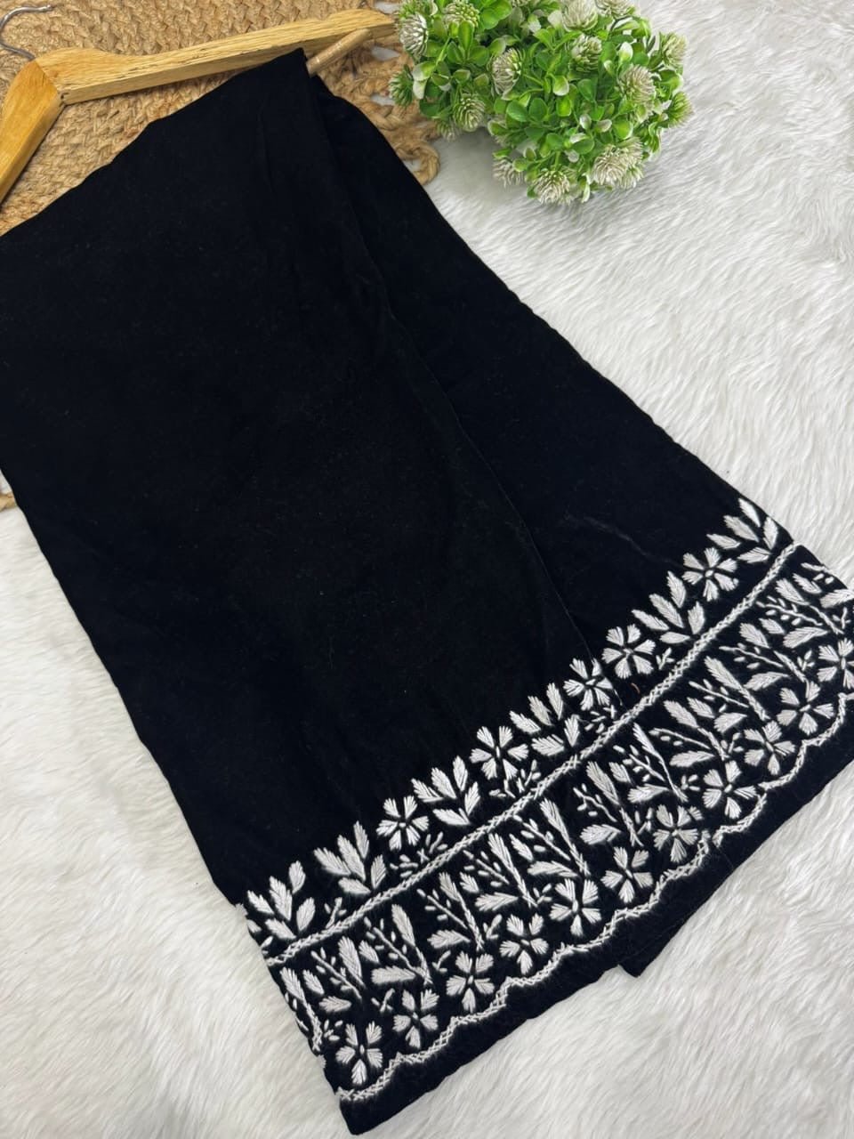 Velvet slevee length Beautiful work Set - Chikankari official