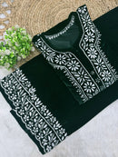 Velvet slevee length Beautiful work Set - Chikankari official
