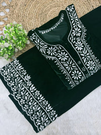 Velvet slevee length Beautiful work Set - Chikankari official