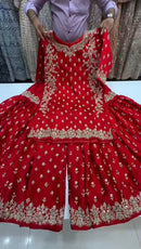 Veronica Red festive 3pc Set - Chikankari official
