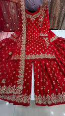 Veronica Red festive 3pc Set - Chikankari official